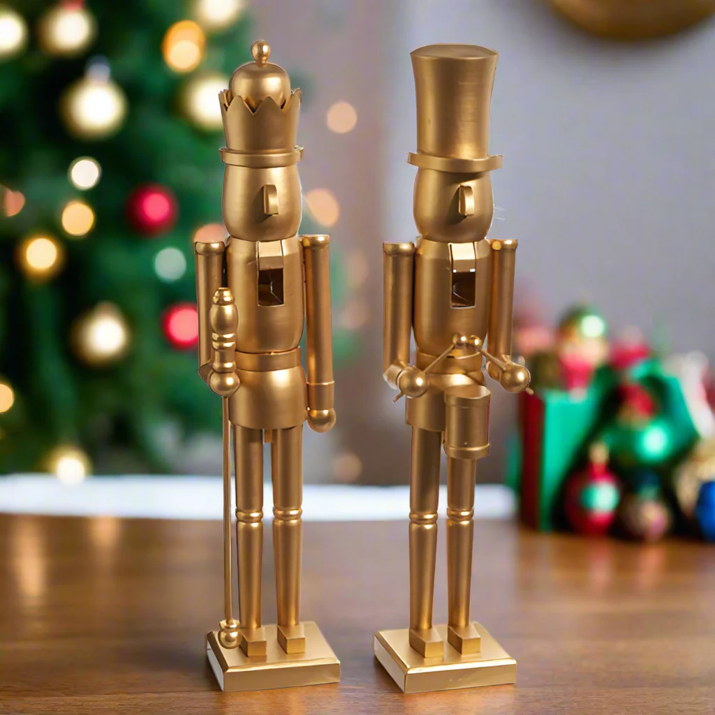 4889399247 24" Matte Gold Nutcracker Assorted Set Of 2 - Image 1